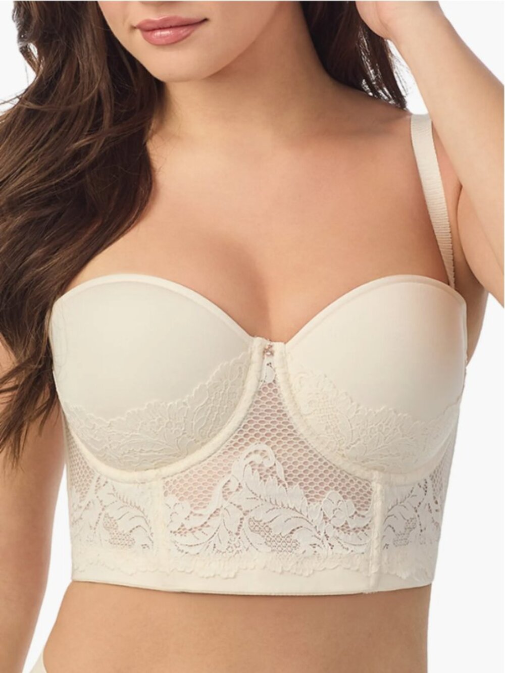 NEW Le Mystere Women's Lace Allure Bustier Underwire  Bra Papyrus 32D $84